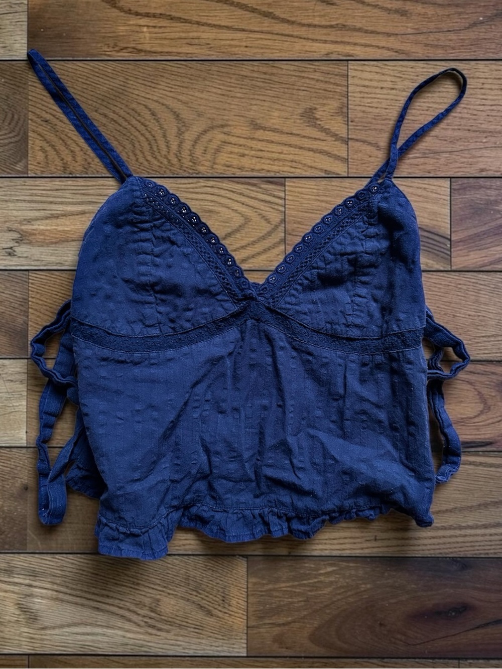 Your Favorite By PacSun Navy Lace Trim Tie Side Cami Top Size S